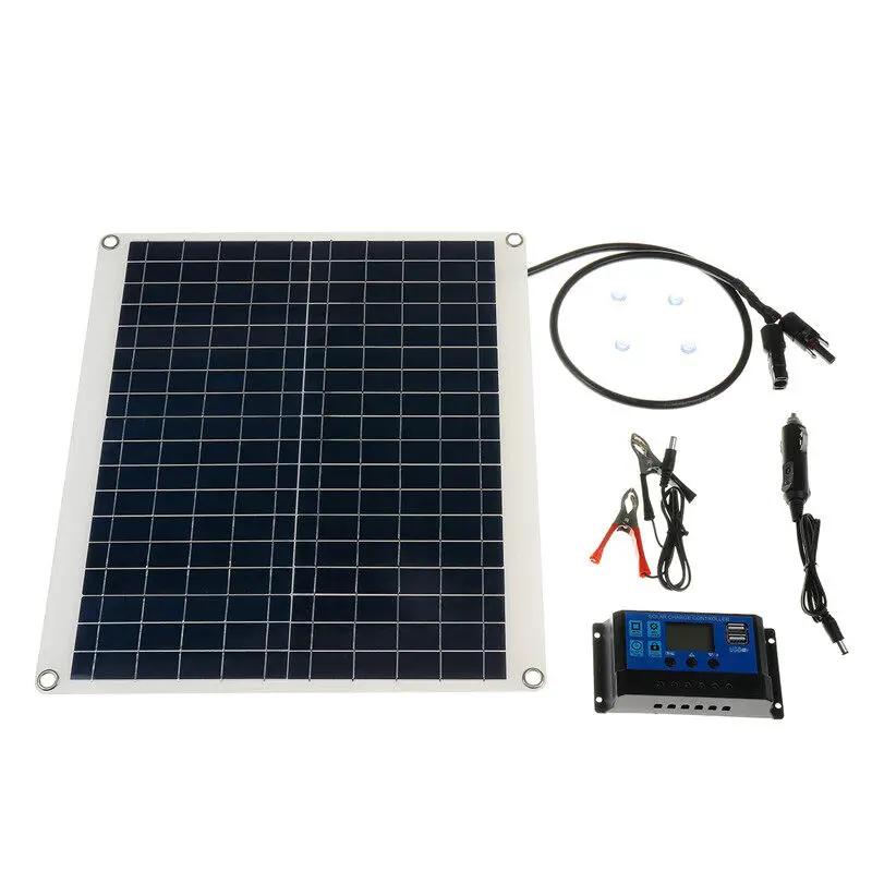 Imagem -06 - Carregador Monocristalino do Painel Solar Conector dc Usb Carro rv Barco Motorhome Exterior Casa Acampamento 60w 18v