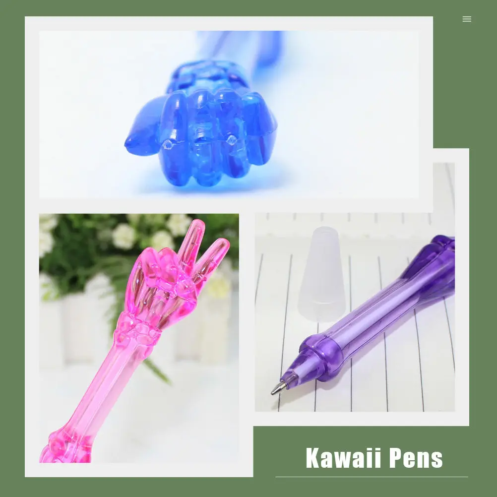 

10Pcs Gel Pens with Finger Design Transparent Barrel Pigment Ink Non Smudge Quick Dry Comfortable Hold School Office Stationery