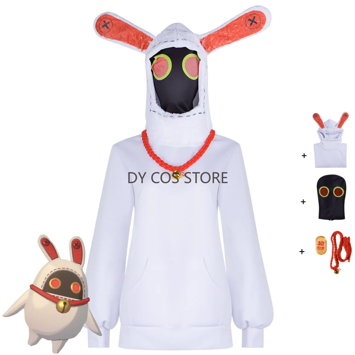 

Game Zenless Zone Zero The Bangboo Cosplay Costume Rabbit White Hoodies Tops Uniform Face Shield Man Woman Cute Carnival Suit