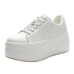 Autumn Genuine Leather Women Casual Shoes Super Thick 8CM Platform Wedge Women Fashion Sneakers Chunky Shoes Summer Skateboard