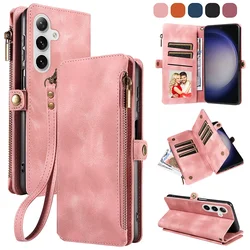 Flip Zipper Wallet Cards Solt Leather Case for Samsung Galaxy S25 Ultra S24 Plus S23 S22 A55 A15 A35 A34 A54 Phone Bags Cover