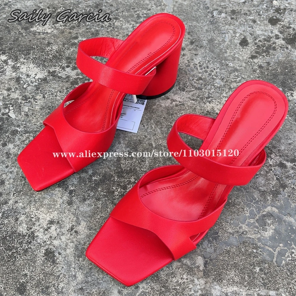 

Solid Front Strap One Word Belt Chunky Heel Sandals 2024 Summer New Fashion All-Match Casual Slippers Open Toe Sexy Women Pumps