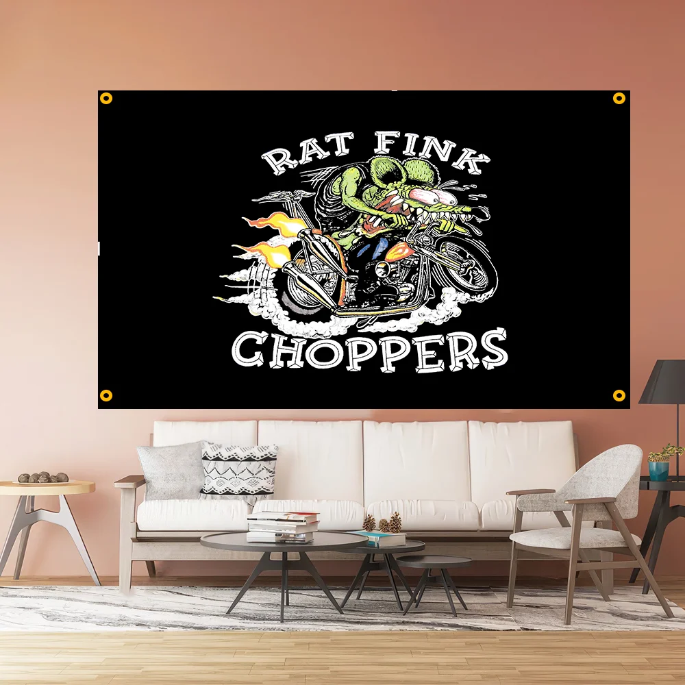FLAGap 3x5ft high quality R-Rat finkS choppers Flag Flying Banner for Decor Indoor Outdoor Suitable for Home Garage