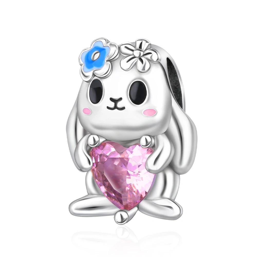 

Danturn 925 Sterling Silver Original Beads Cute Bunny Dangle Charm fit Snake Chain Bracelet Fashion Women Jewelry Making