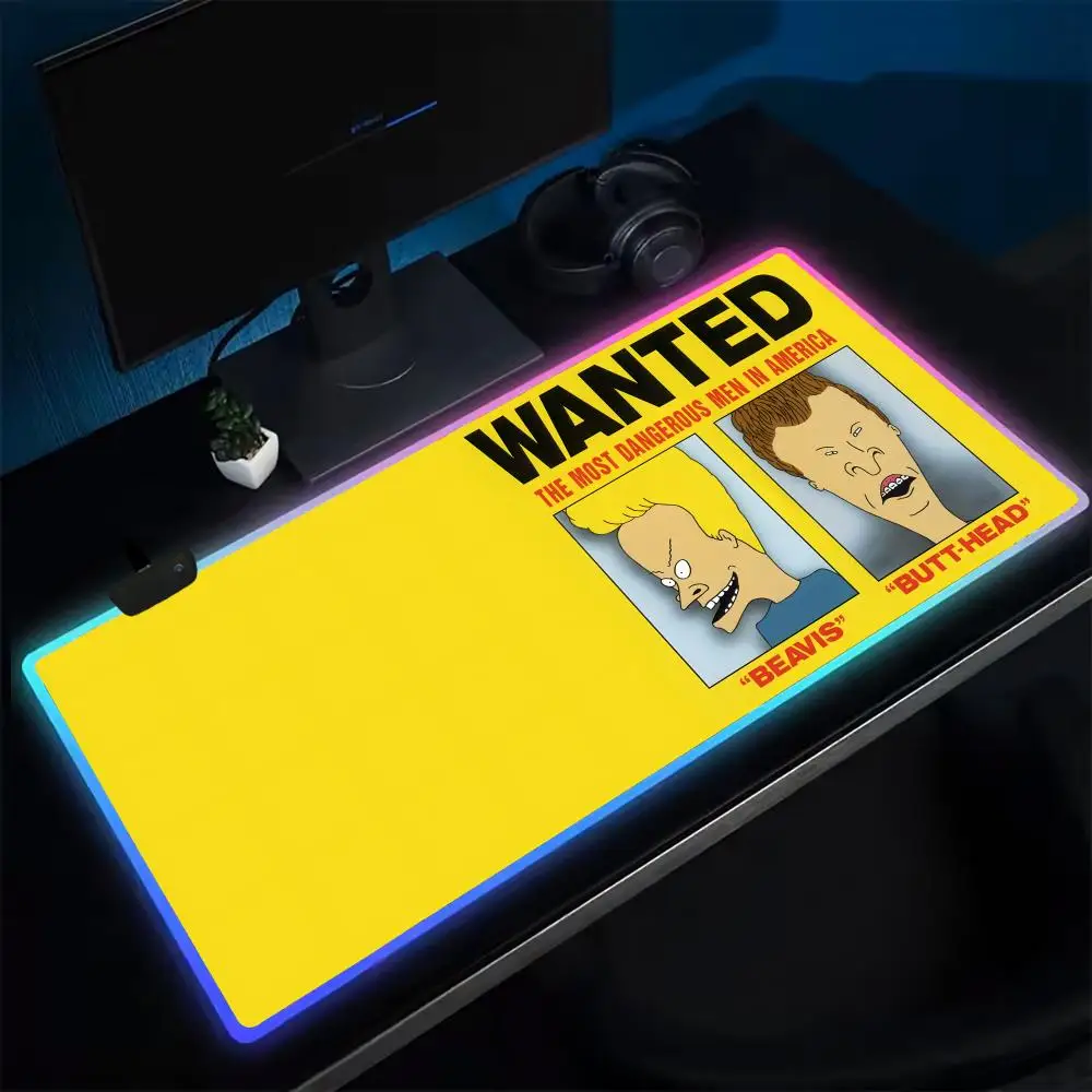 

Beavis And Butthead Mouse Pad Anime Gaming Mouse Pad LED Table Pads Backlit Rubber Desktop XXL RGB Desk Mats