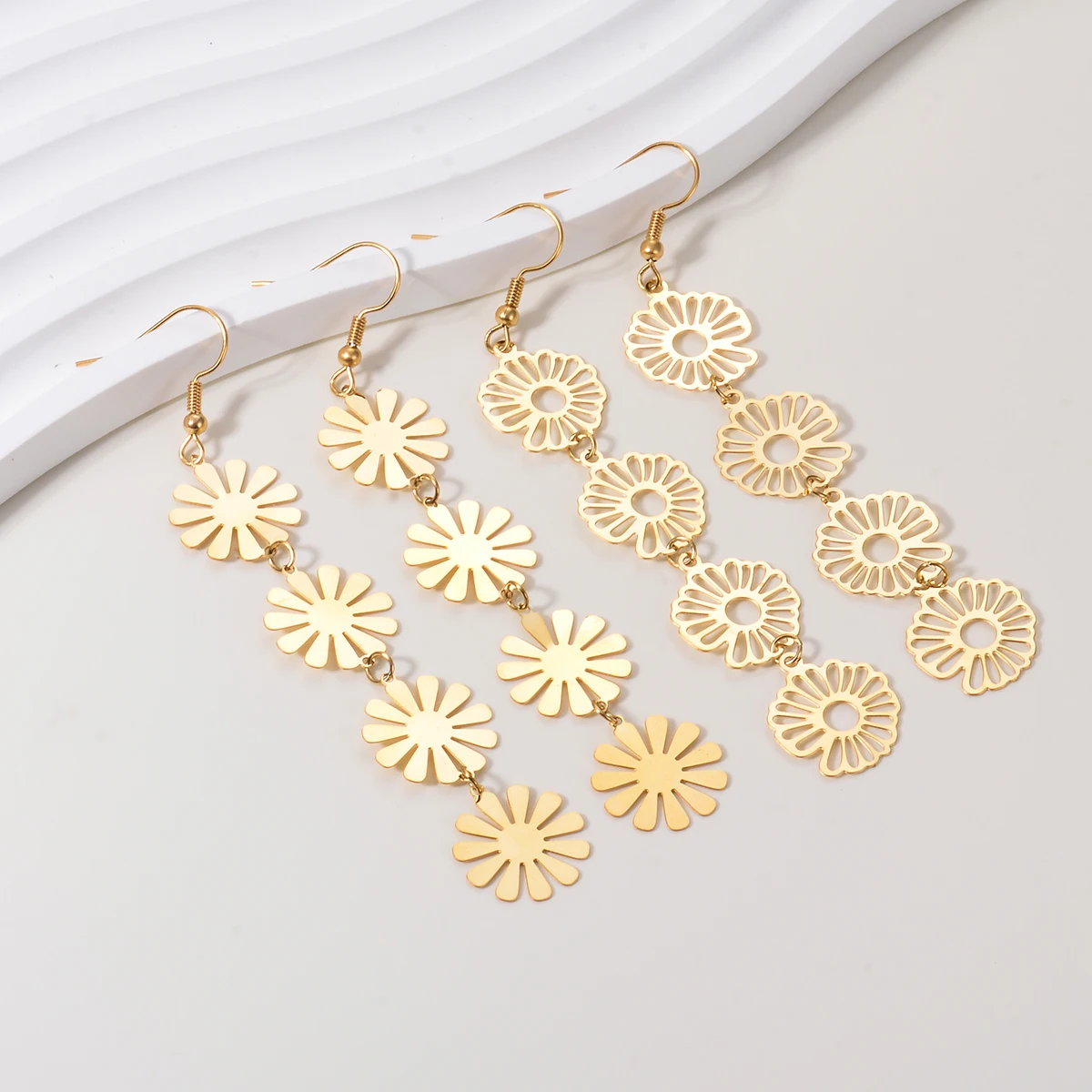 

Fashion Stainless Steel Earrings Elegant Flower Charms Super Fairy Noble Tassel Female Drop Earrings For Women Jewelry