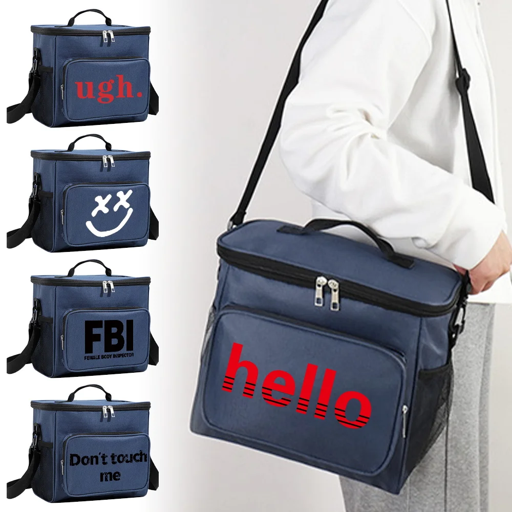 READY STOCK Insulated Lunch Bag for College Student Aesthetic Blue Color Cooler Tote Bags Walls Printing Series Picnic Box