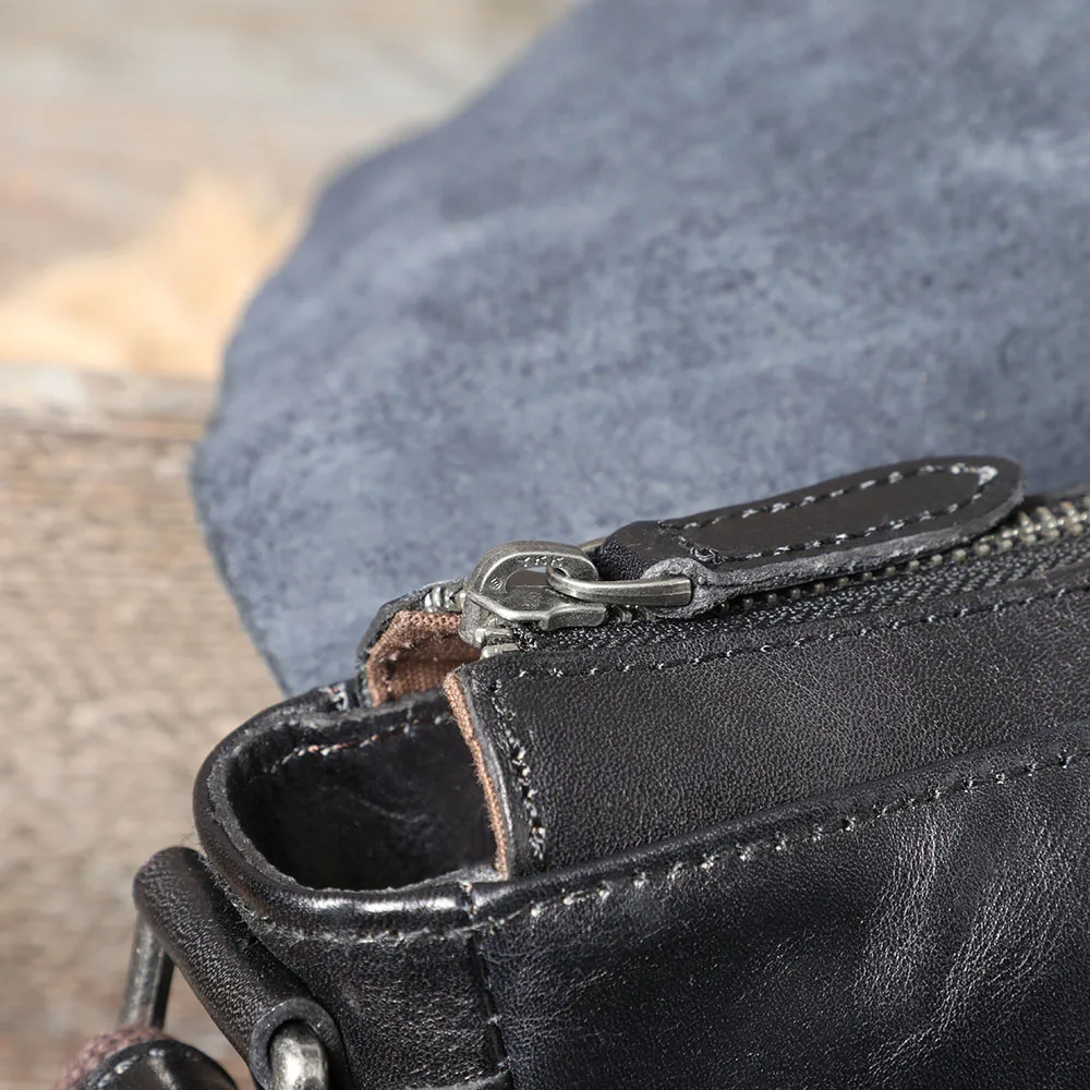 S.WORKER Echtleder Herren-Umhängetasche, Crossbody-Taschen, einfache Messenger-Taschen, Rindsledertasche, pflanzlich gegerbte Mode, lässig. – Detail 19
