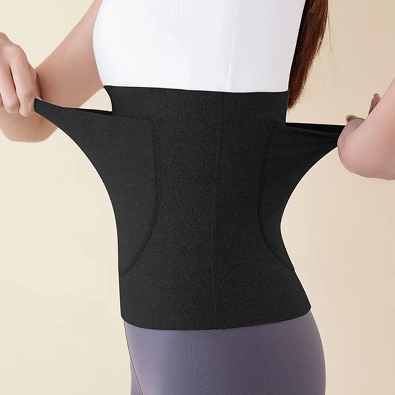 1 Stück Damen-Taillengürtel aus DEvelvet-Stoff mit zwei Taschen, atmungsaktiver Stützgürtel, hält Ihren Bauch warm und schützt Ihren Bauch – Detail 12