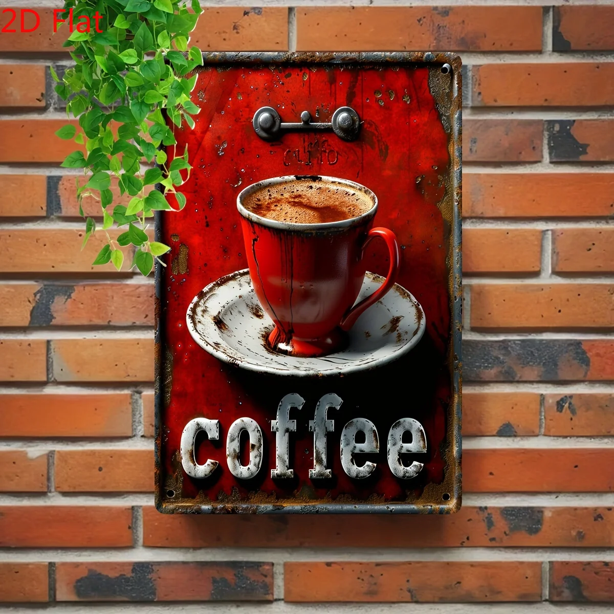 Vintage Red Coffee Cup Iron Sheet Wall Sign 8x12 Inch Rustic Retro Decor for Kitchen Cafe Garage Bar Wall Art No Power Needed
