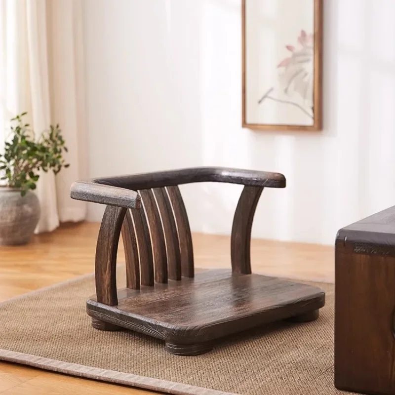 Japanese Tatami Bay Window Chair Wooden Legless Lazy Sofa with Backrest Elegant Floor Seat for Living