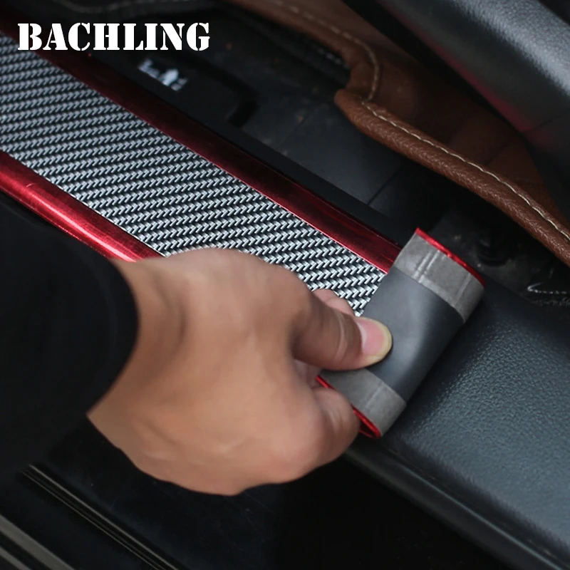 Car Stickers Door Edge Protector Universal Door Sill Sticker Carbon Fiber Anti Scratch Anti-collision Strip Decorative Sticker