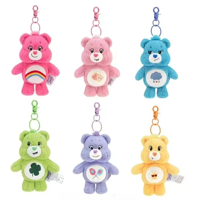 2025년 신상품 레인보우 베어 플러시 토이 키체인 케어베어 인형 키체인 휴일 생일 선물 가방 펜던트 참