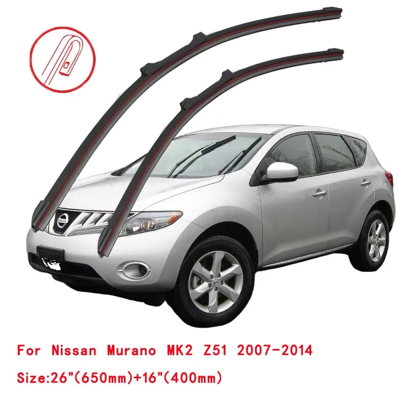 For Nissan Murano SUV Z50 Z51 Z52 2003 2007 2008 2010 2014 2016 2019 2020 2022 Car Brushes Double Rubber Windshield Wiper Blades