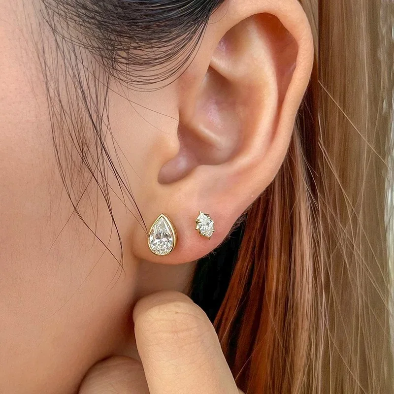OEVAS Classic Oval/Water Drop Bubble Zircon Earrings for Women S925 Silver Plated 18k Gold Party Fine Jewelry Wholesale