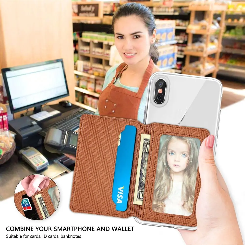 New Universal Phone Card Slot Multifunctional Leather Phone Holder Adhesive Creative Wallet Case Cell Phone