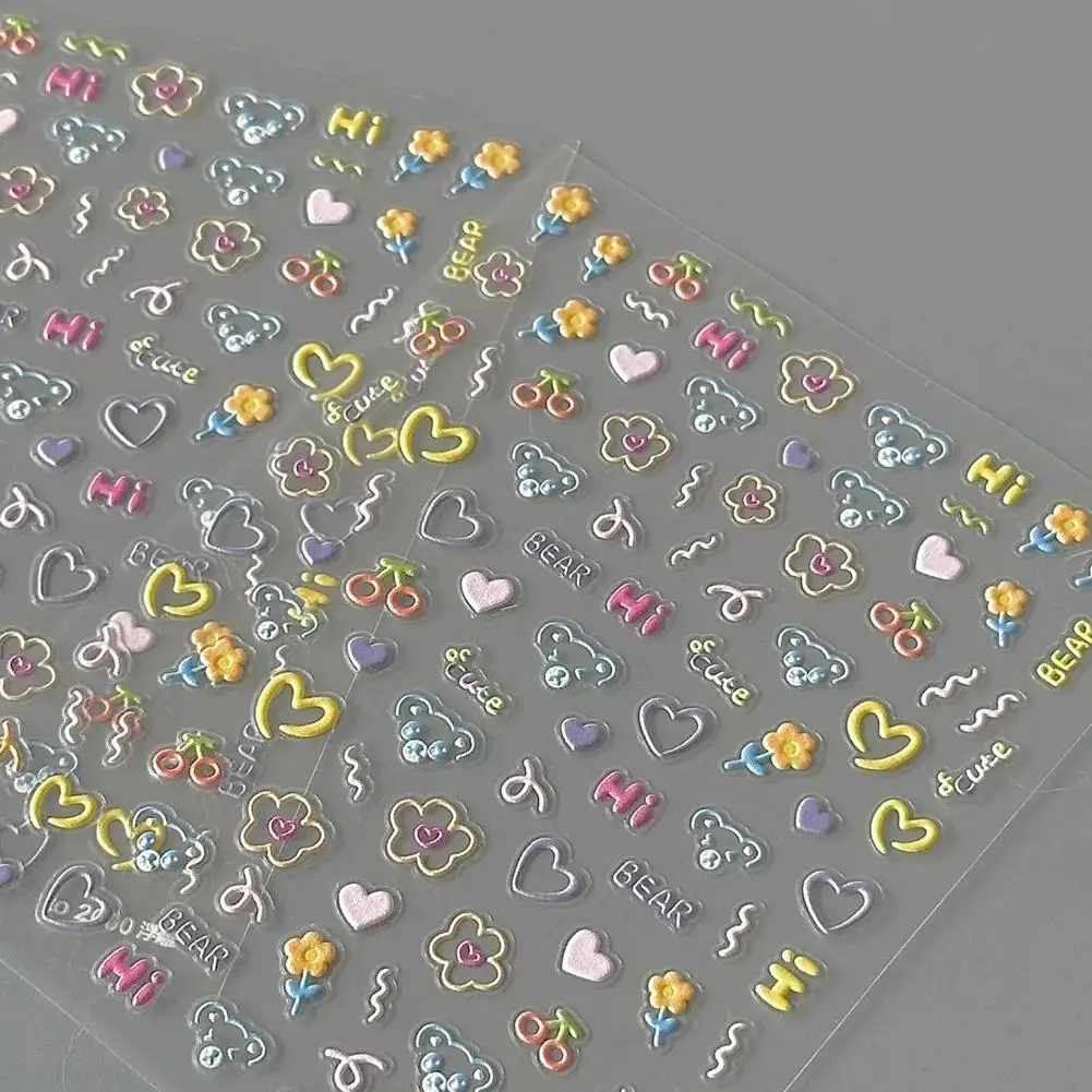1/3PCS Nieuwe Leuke Nail Sticker Cartoon Zachte Reliëf Cartoon Stickers Zelfklevende Nail Art Decoratie Decal nail Art Sticker