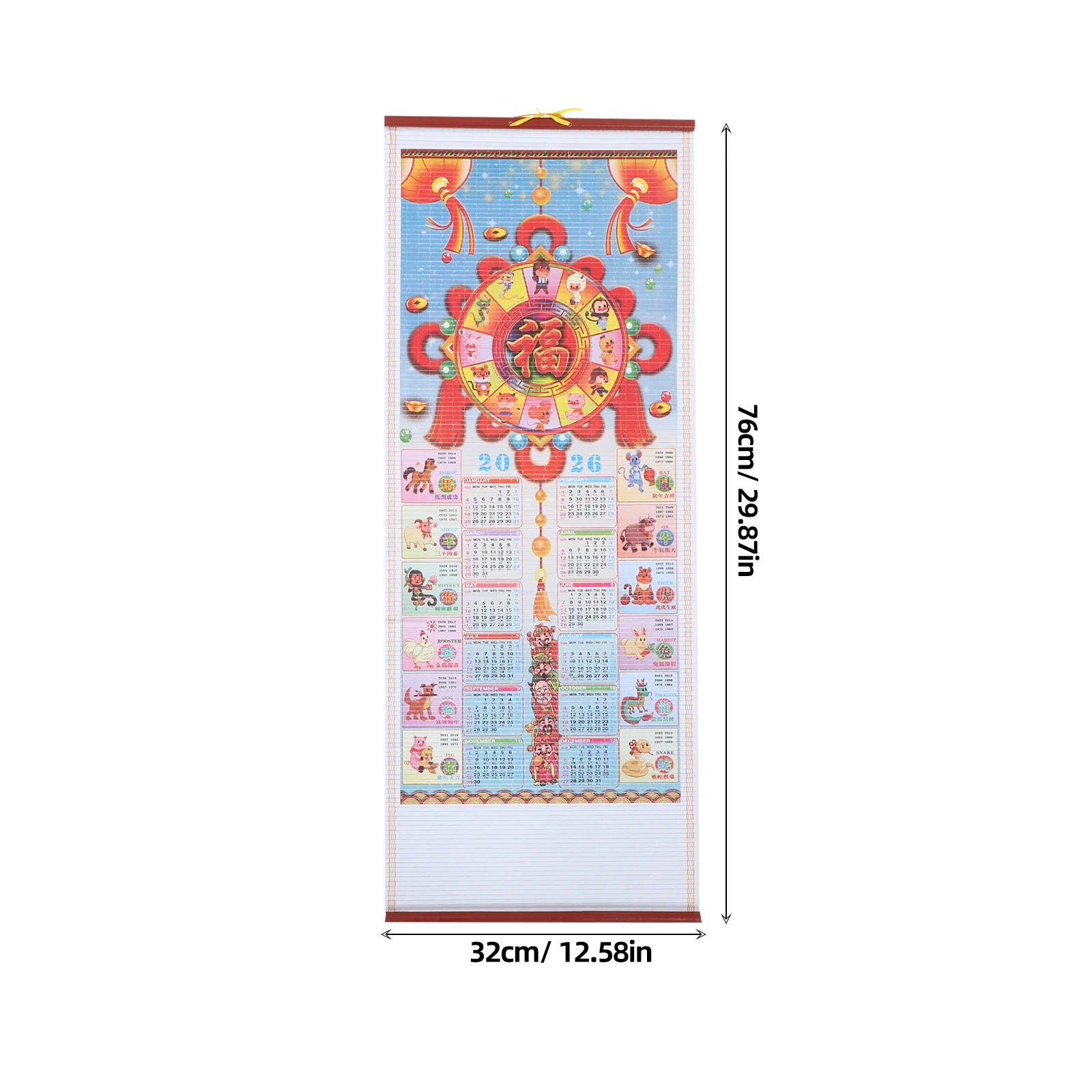 2 pz 2026 Rotolo Cinese Anno Lunare Del Cavallo Imitazione Rattan Appeso Decor Ad Alta Definizione Tradizionale Zodiaco Feng Shui