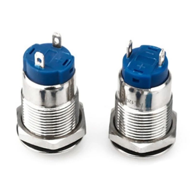 Metal Push Button Switch 12MM Self-locking Reset Start Stop Round Flat Head Normally Open/Normally Closed