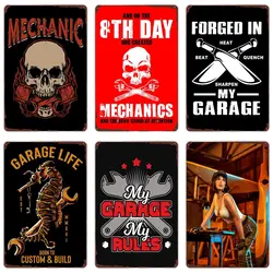Garage Car Vintage Metal Sign, Dad's Repair Service, Tin Posters, Motorcycle Retro Plaque for Man Cave, Club Garage Wall Decor