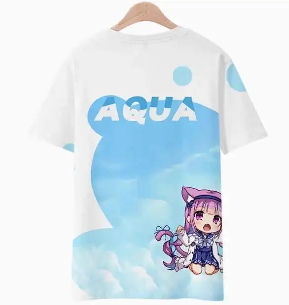 Camiseta de manga corta de Anime Hololive Vtuber Minato Aqua, disfraz de Cosplay de verano, Tops holgados informales para estudiantes de anime