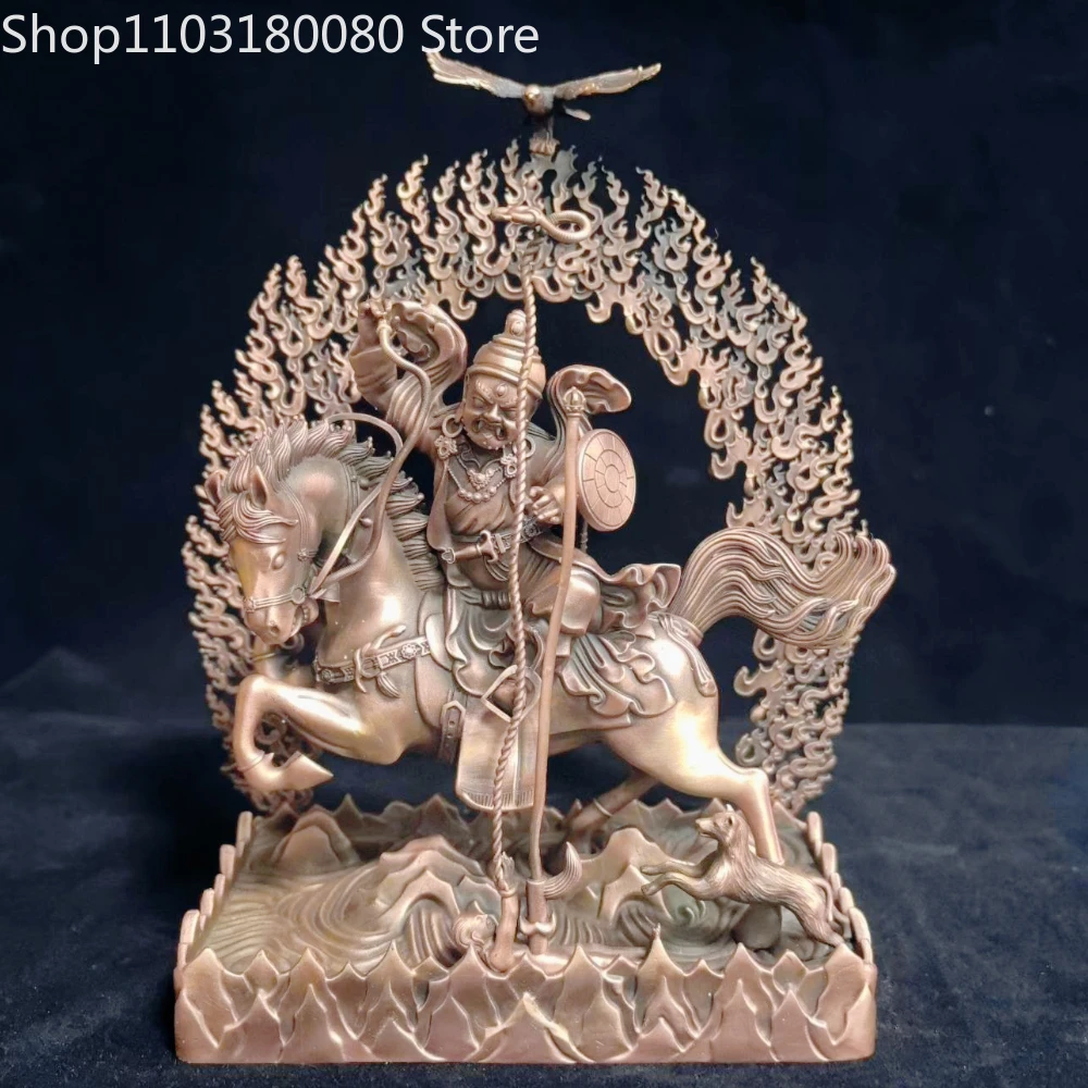 Exquisite Red copper carving Zima Patronus statue Tibet buddhism Purple Mar Dharmapala sculpture,23cm,15cm