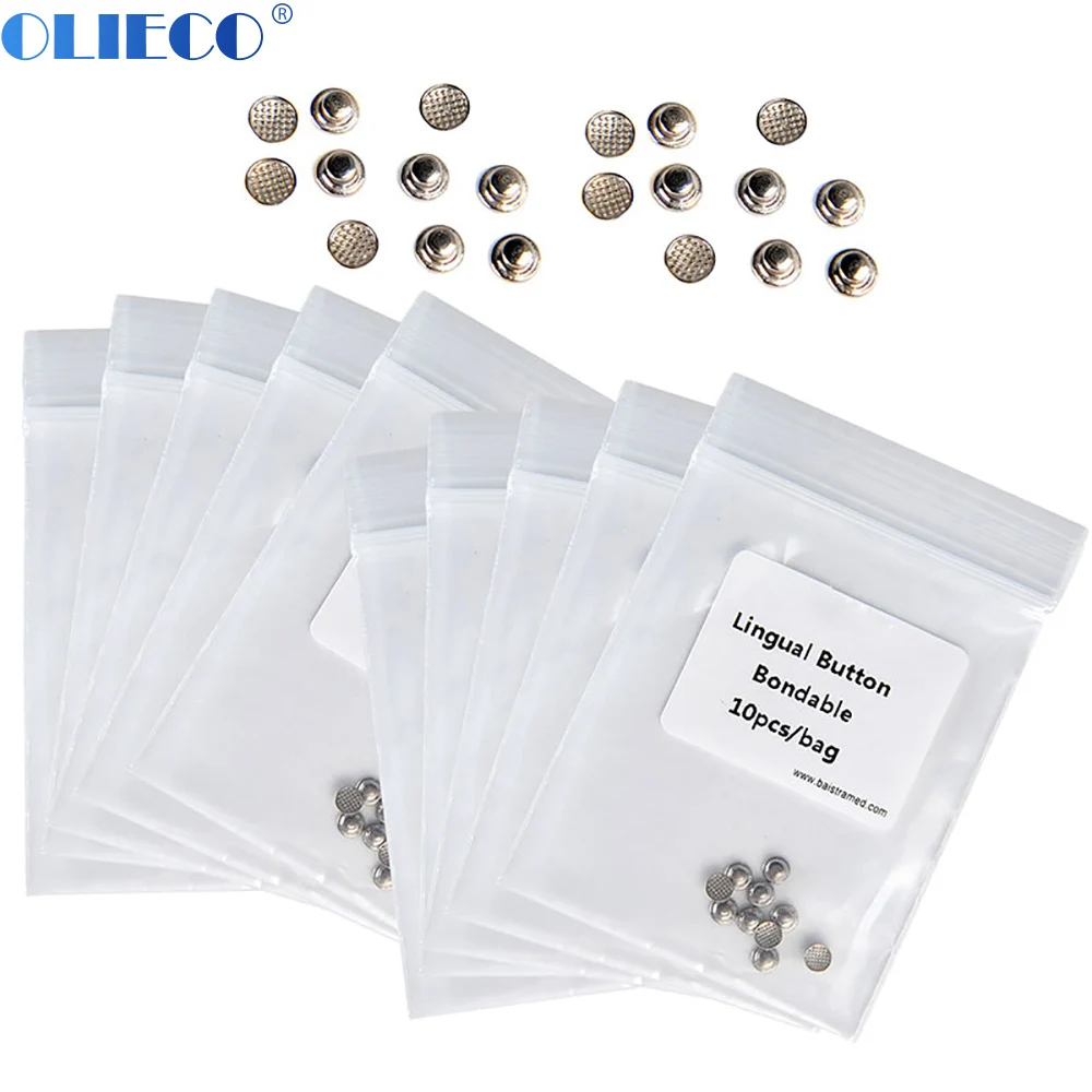 10packs=100pcs Dental Orthodontic Round monoblock Bondable Metal Lingual Button