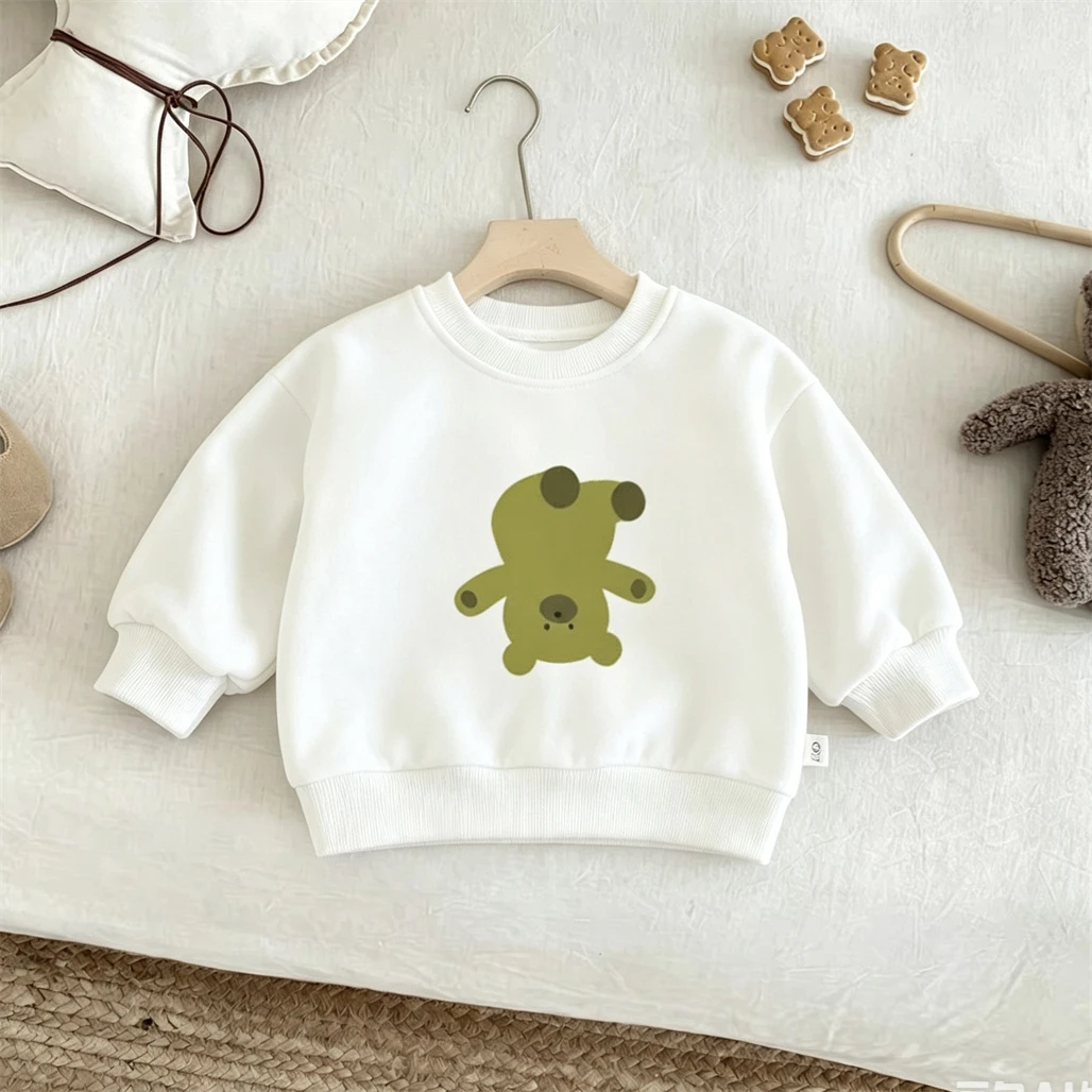 

2026 Autumn Clothes Lovely Printed Sweatshirt Long Sleeve Pullovers Solid Color All-match Base Shirt Children Spring Wear