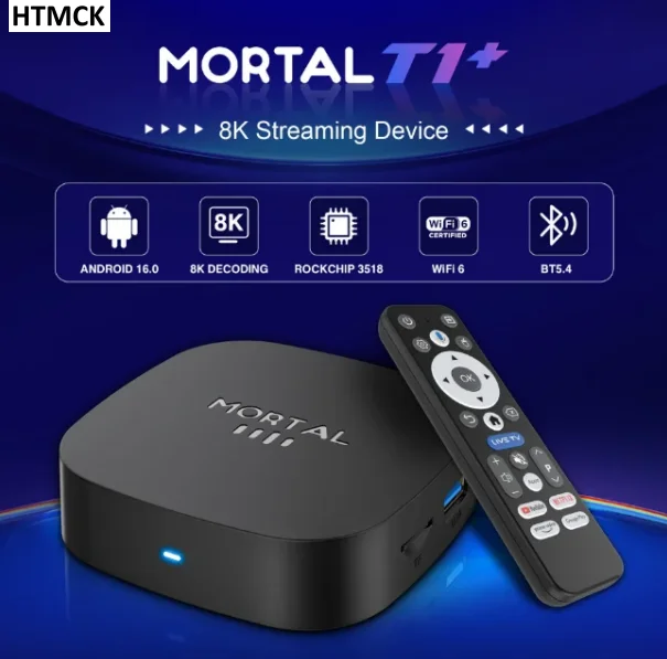HTMCK RK3518 스마트 TV 박스, BT5.4, Wi-Fi 6 지원, 8GB RAM, 128GB ROM, 음성 비서 기능이 있는 8K 미디어 플레이어