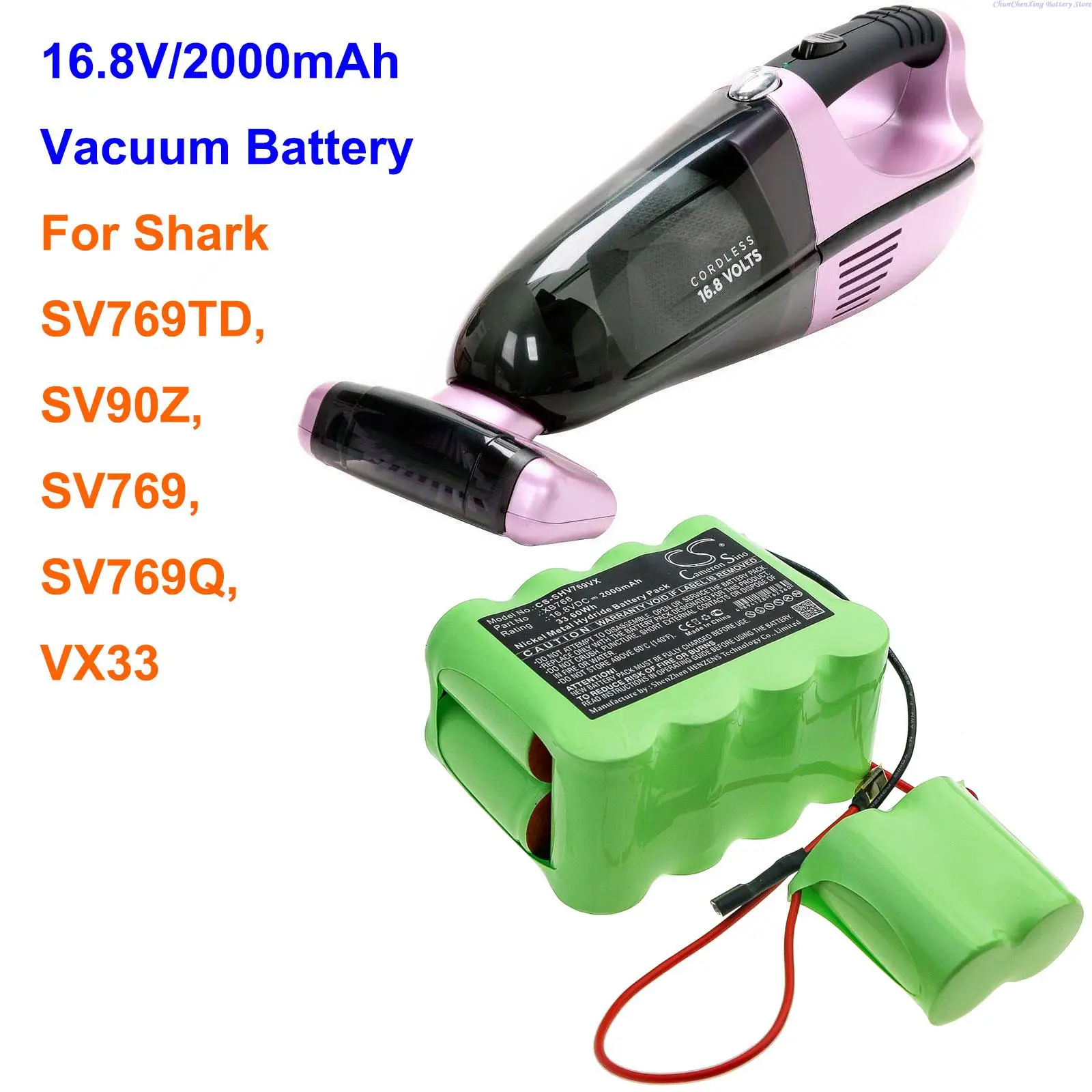 OrangeYu  2000mAh Vacuum Battery XB768 for Shark SV769TD, SV90Z, SV769, SV769Q, VX33