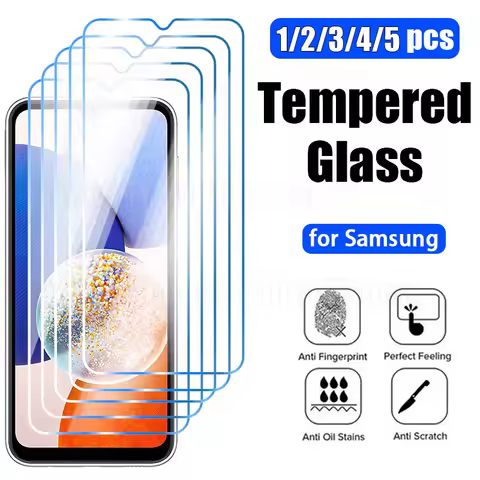 1/2/3/4/5PCS Tempered Glass for Samsung A54 A34 A14 A12 S22 S23 Plus A22 A32 A53 A73 A33 A13 5G A52 A51 A72 A71 Screen Protector