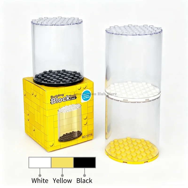 9-in-1 Round Dustproof Display Box,Stackable Minifigure Storage Case,MOC Assembled Small Particle Building Blocks Collectible