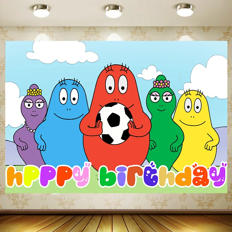 Barbapapaa  Birthday Supplies Girl Party Banner Kid Cartoon Decoration Background Photography backdrop