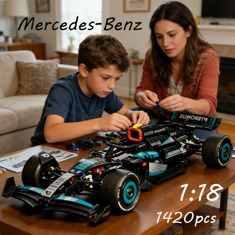 

2026 New W14 Racing Car Building Blocks Set 1420PCS Compatible MOC Creative DIY Vehicle Bricks Boys and Girls Birthday Toy Gift