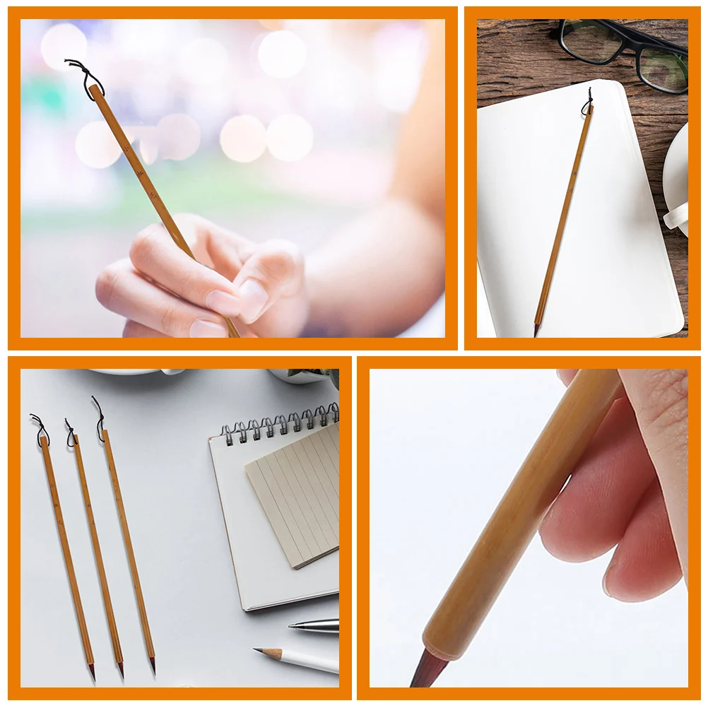 4 Pcs Ink Pen Brush 3pcs Hook Line Copying Student Professional Calligraphy Accessory Bamboo Pole Portable Painting