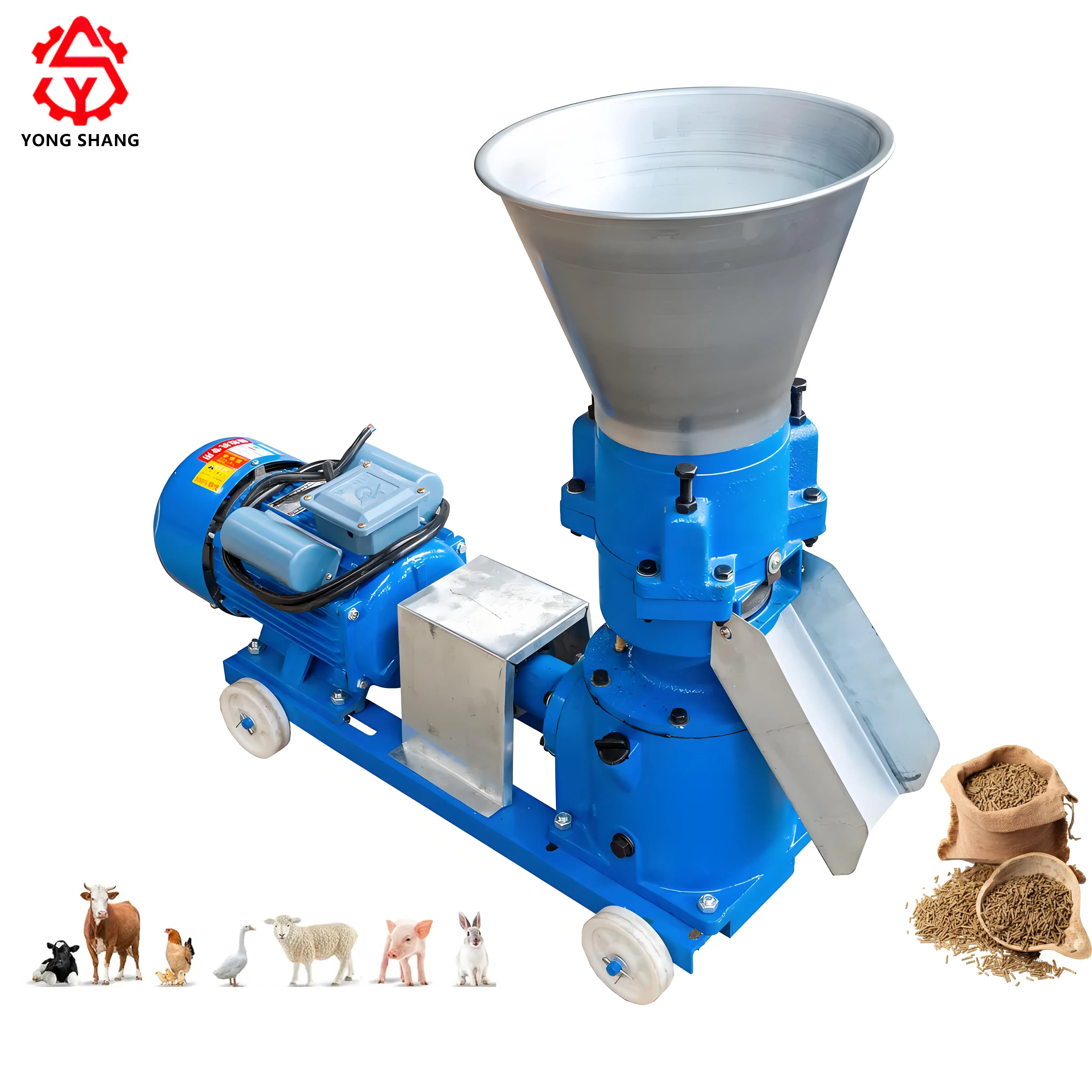 Yong shang Factory Animal Poultry Feed Process Machine Pellet Extruder Machine Animal Feed Making Machine