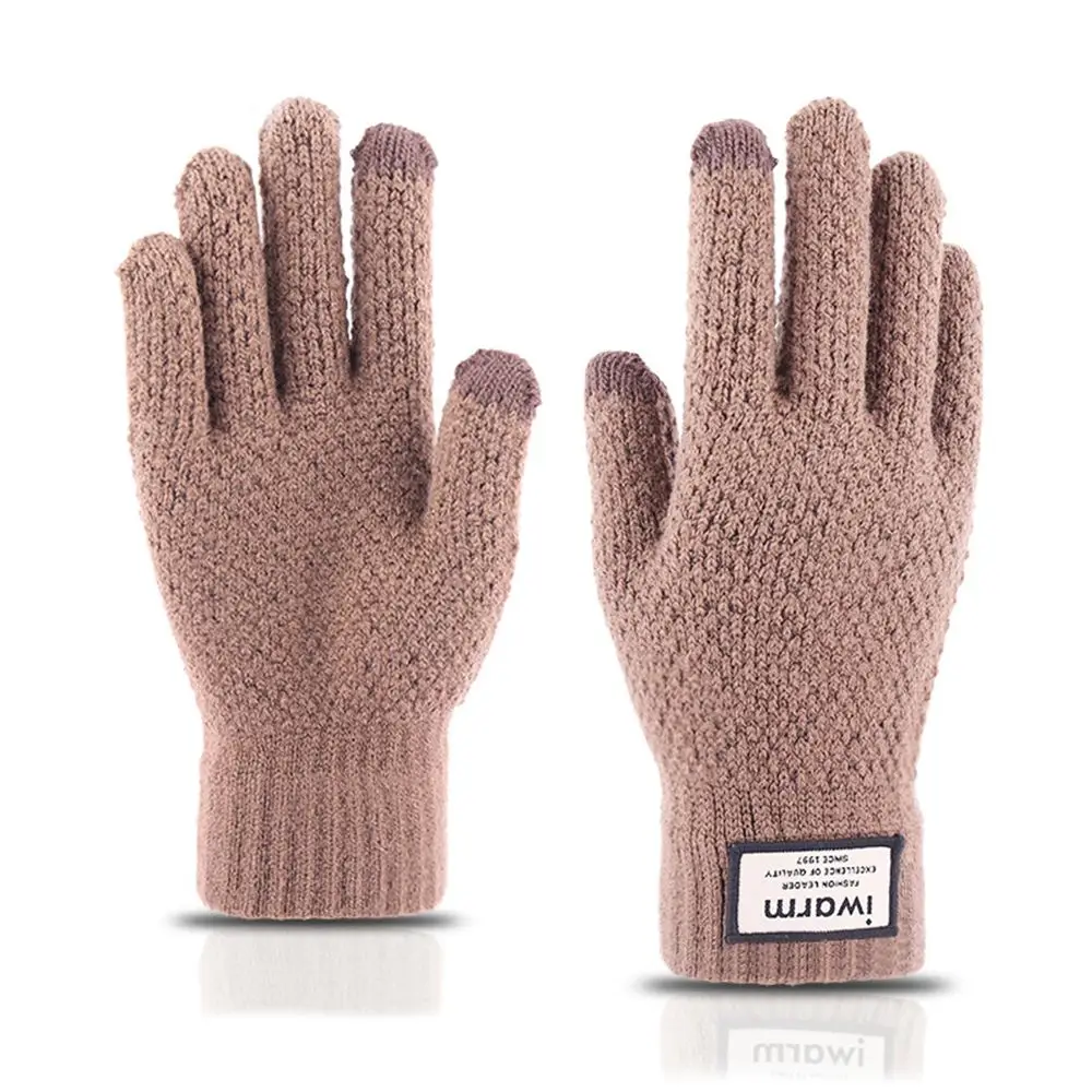 

Winter Thick Wool Knit Cold-proof Warmer Driving Windproof Touch Screen Knitted Gloves Men's Gloves Finger Glove