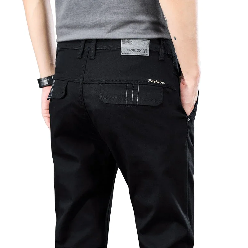 

2024 весна осень новые мужские прямые эластичные повседневные брюки классический стиль обычные деловые модные хлопковые брюки мужской бренд