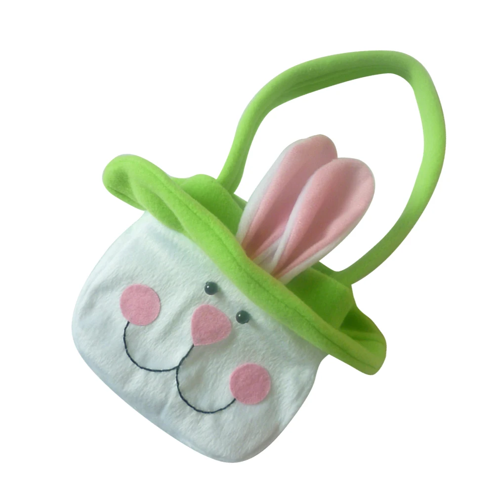 

Adorable Rabbit Easter Candy Bag Green Hat Sturdy Durable Party Gift Storage Pouch Lightweight Easter Candy Bag