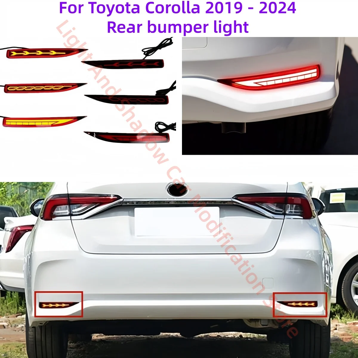 For Toyota Corolla 2019 -2024 Rear bumper light Modification Brake light Turn signal warning light Tail light Automobile parts
