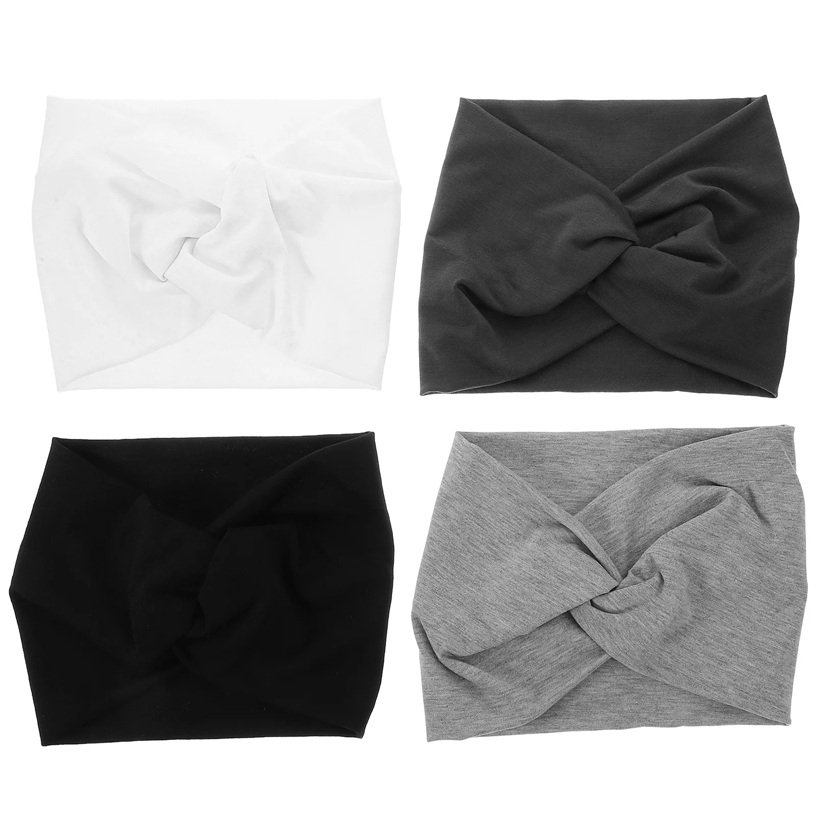 

4Pcs Wide Elastic Sweat Absorbing Yoga Headbands Knotted Turban Non-Slip Sports Hair Wraps for Women Workout Accessories