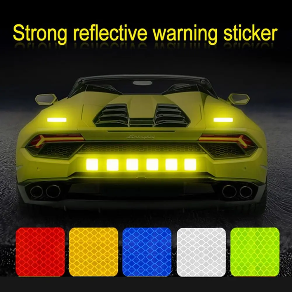 10Pcs Driving Riding Square Star Motorcycle Bicycles Safety Sticker Car Bumper Stickers Reflective Warning Strip