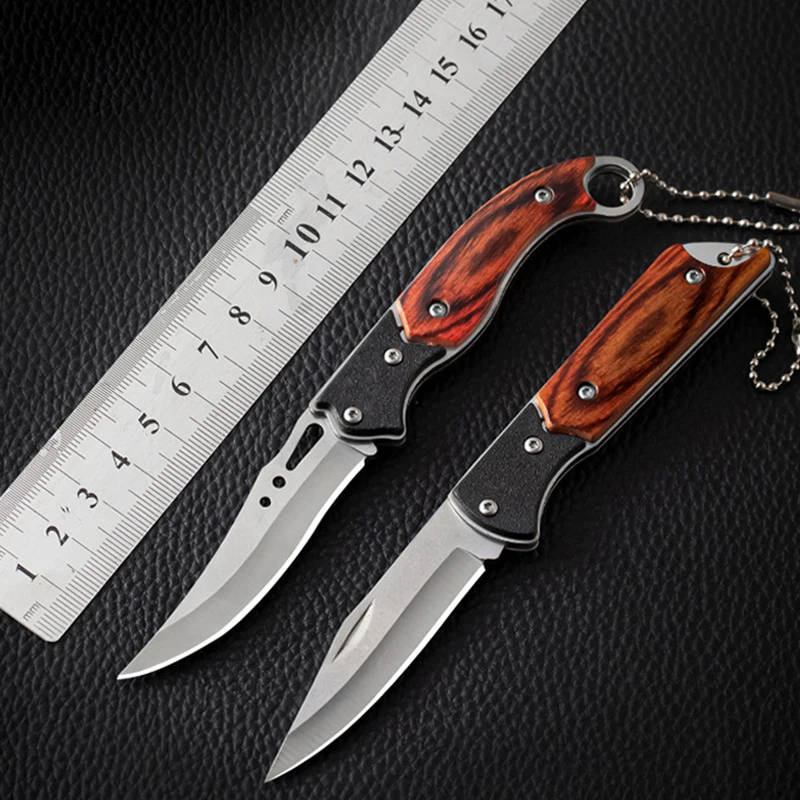 Cuchillo plegable de acero inoxidable para fruta, cuchillo de bolsillo para exteriores, cuchillo pequeño para acampar, perfecto para frutas y