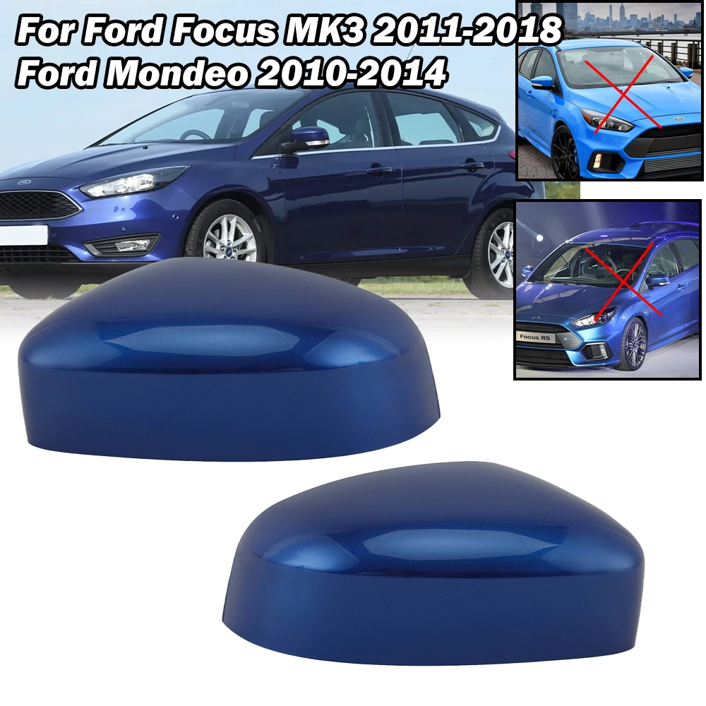 

Car Rearview Side Mirror Cover Blue 2pcs Wing Cap For Ford Focus MK3 2011~2018 MK2 2009~2011 Mondeo MK4 2010~2014 Exterior Auto