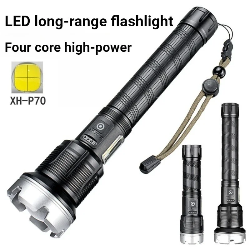 High-power LED Flashlight Telescopic Long-range Power Display Zoom Rechargeable Torch Outdoor Camping Night Fishing