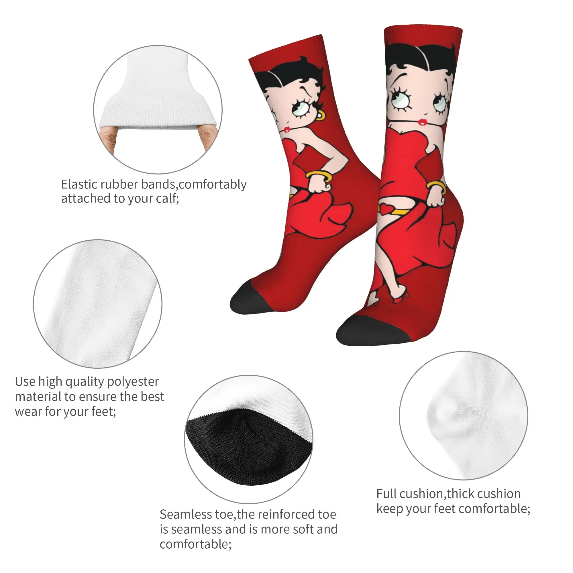 B-Bettys Boops Stockings  Casual Socks Women Men Breathable Socks Winter Cycling Pattern Anti Bacterial Socks Gift view 6