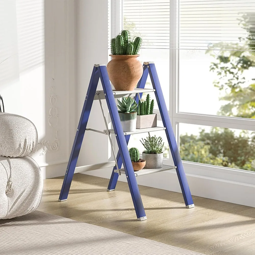 Tabouret pliant léger à 3 marches avec pédale large antidérapante, escabeau d'une capacité de 330 lb pour la maison, Kit