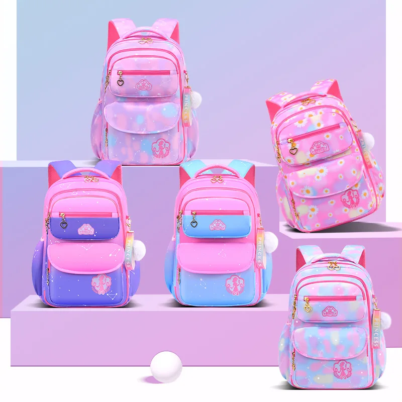 Imagem -06 - Skaefio Bolsas de Escola Primária para Meninas Mochila Ortopédica Infantil Mochila de Grande Capacidade Cor Gradiente Gradiente Graus 136