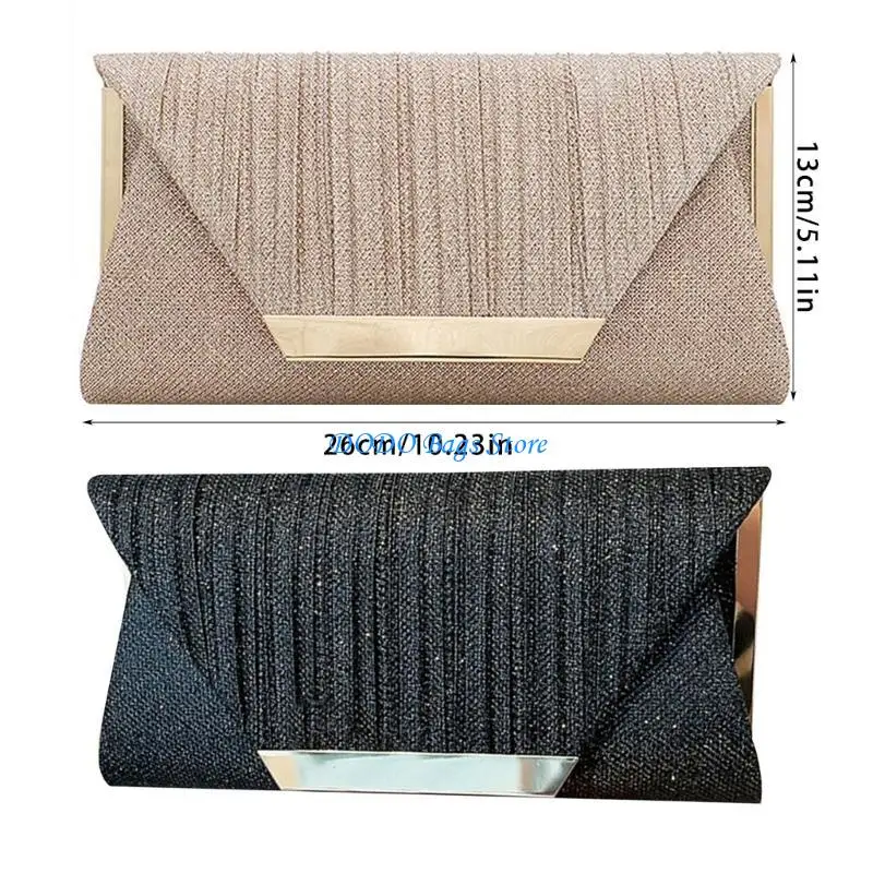 Unieke glinsterende avondtas voor dames, ruime envelophandtas met schoudertas met kettingriem voor verschillende gelegenheden