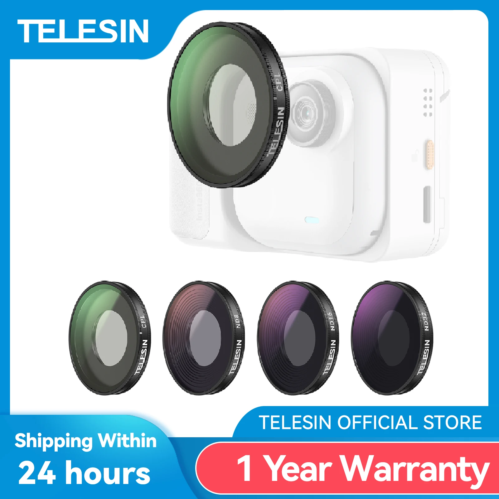 

TELESIN CPL ND8 ND16 ND32 Filter Quick Release Lens Filter Set Frame for Insta360 Go Ulatra ND VND Action Camera Accessories